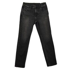 Uniqlo Jeans Womens 26x27* Slim Straight‎ Mid-Rise Black Stretch Denim